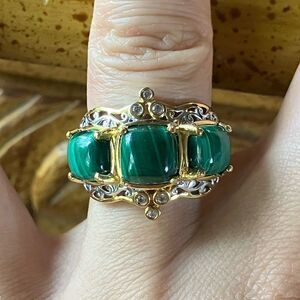 Natural Malachite Sterling Silver Ring Size 6